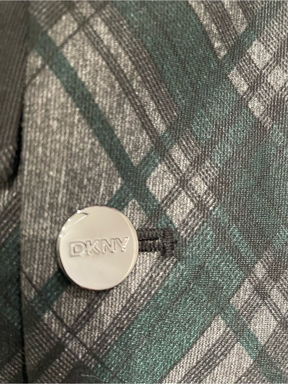 DKNY women’s green plaid Notch Lapel long sleeve blazer dress. Size 8 P - Picture 7 of 9